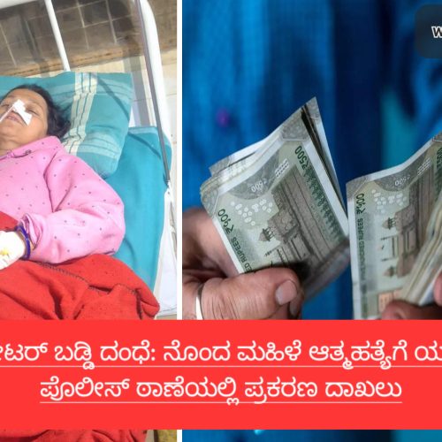 ಮೀಟರ್ ಬಡ್ಡಿ ದಂಧೆ: ನೊಂದ ಮಹಿಳೆ ಆತ್ಮಹತ್ಯೆಗೆ ಯತ್ನ: ಪೊಲೀಸ್ ಠಾಣೆಯಲ್ಲಿ ಪ್ರಕರಣ ದಾಖಲು